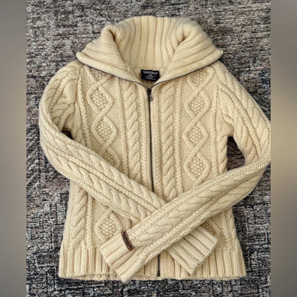 Vintage Polo by Ralph Lauren Women's Cream Cowl Neck Sweater
